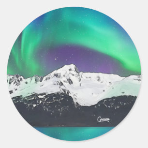Adesivo Redondo Aurora Borealis - Autocolantes