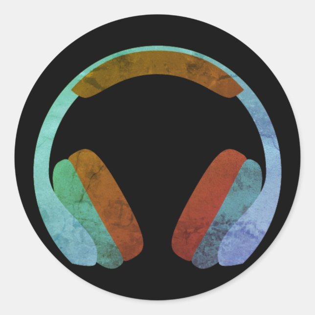 Adesivo Redondo Auscultadores Emoji (Frente)