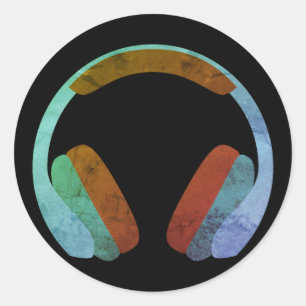 Adesivo Redondo Auscultadores Emoji