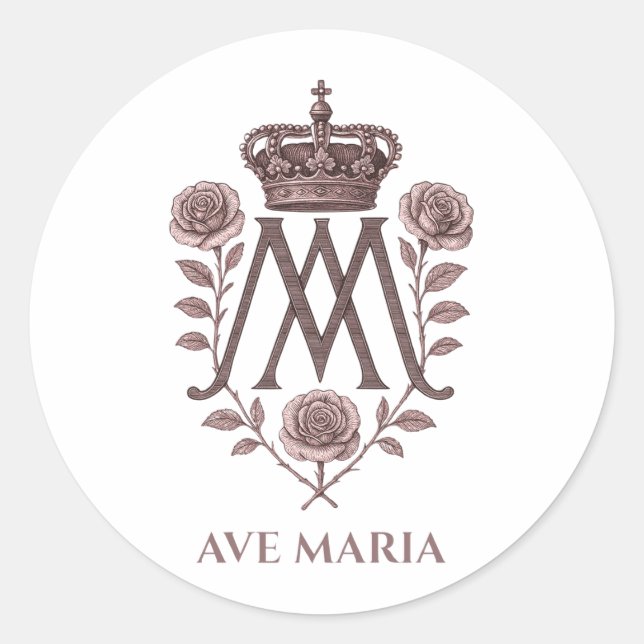 Adesivo Redondo Auspice Maria Catholic Round Sticker (Frente)