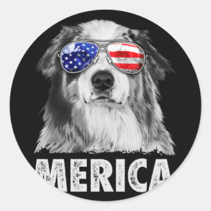 Adesivo Redondo Aussie pastor australiano 4 de julho merica