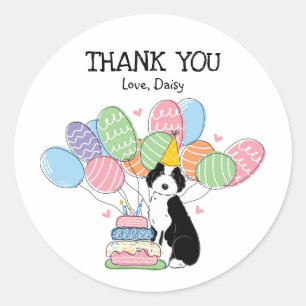 Adesivo Redondo Aussiedoodle Dog Festa de aniversário Favor Etique