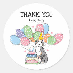 Adesivo Redondo Aussiedoodle Dog Festa de aniversário Favor Etique