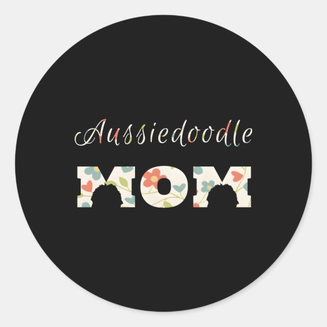 Adesivo Redondo Aussiedoodle Mãe Aussiedoodle Mãe Por (Frente)