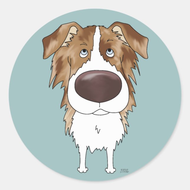 Adesivo Redondo Aussies - nariz e bumbum grandes (Frente)