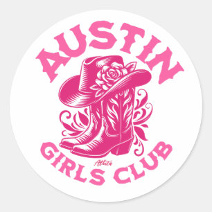 Adesivo Redondo austin bachelorette floral cowgirl rosa