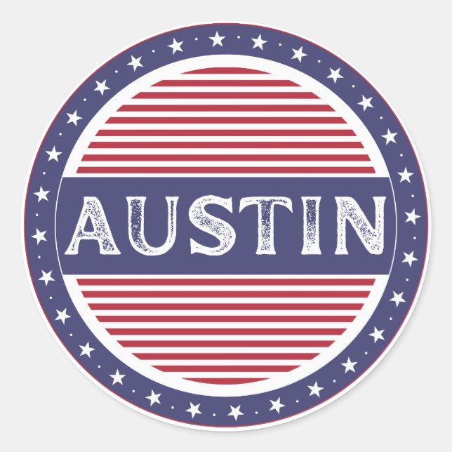 Adesivo Redondo Austin City Pride Emblem – American Identity (Frente)