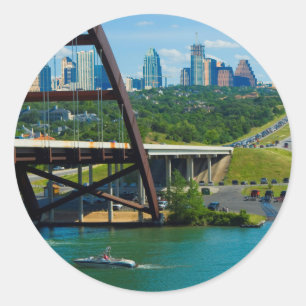 Adesivo Redondo Austin, Texas a partir da Ponte 360