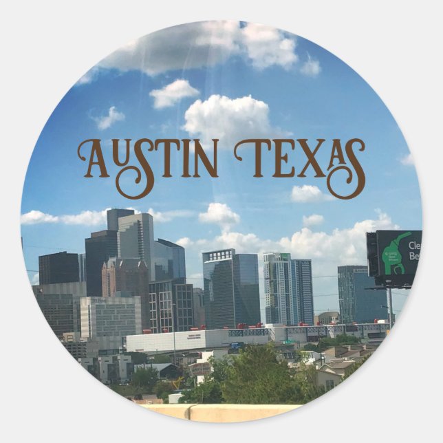 Adesivo Redondo Austin texas, background sticker (Frente)