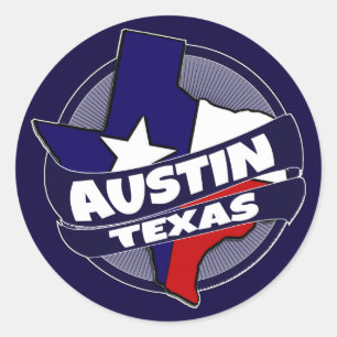 Adesivo Redondo Austin Texas flag burst stickers