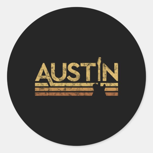 Adesivo Redondo Austin Texas Music (Frente)