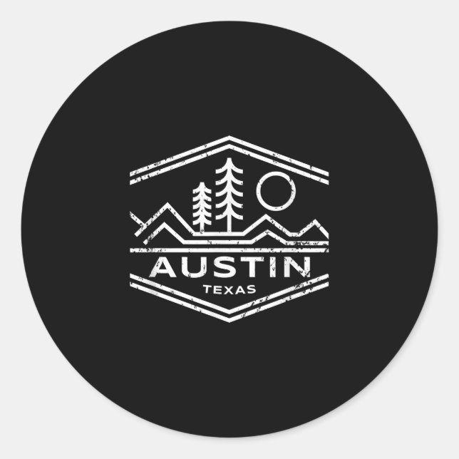 Adesivo Redondo Austin Texas Oferece Austin TX Caminho Exterior (Frente)