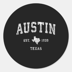 Adesivo Redondo Austin Texas Tx Athletic Sports