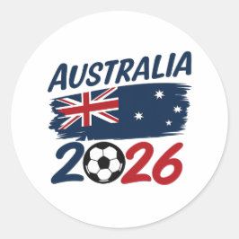 Adesivo Redondo Australia 2026 Soccer Fan Design Flag Colors