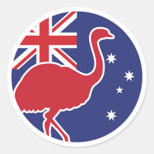 Adesivo Redondo Austrália Emu - Bandeira Nacional Australiana