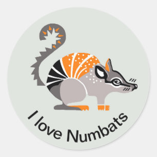 Adesivo Redondo Austrália eu amo NUMBATS - Marsupial - Vida selvag