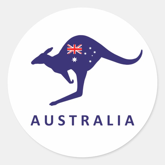 ADESIVO REDONDO AUSTRÁLIA KANGAROO FLAG STICKER (Frente)