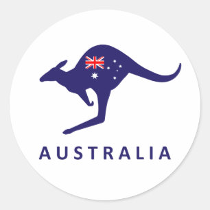 ADESIVO REDONDO AUSTRÁLIA KANGAROO FLAG STICKER