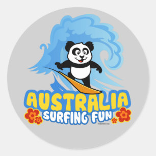 Adesivo Redondo Austrália surfing Panda