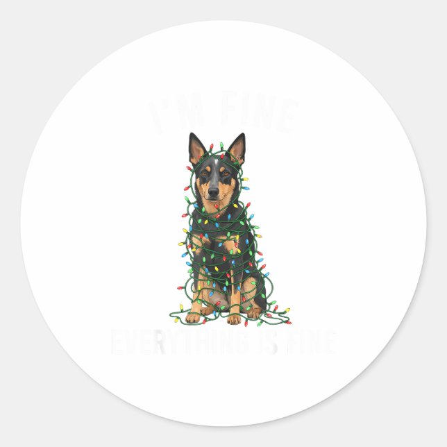 Adesivo Redondo Australian Kele Christmas I'm Fine Everything Is F (Frente)