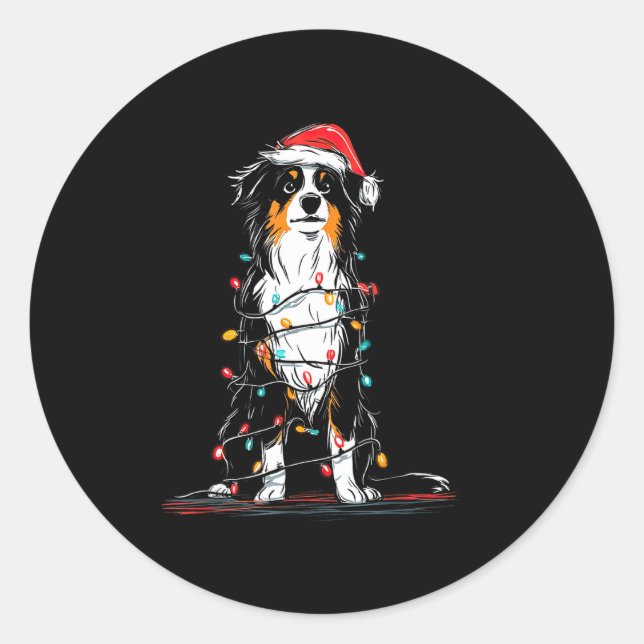 Adesivo Redondo Australian Shepherd Christmas Graphics Dog Lights  (Frente)