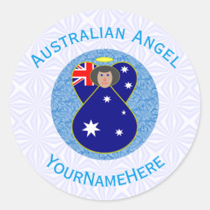 Adesivo Redondo Australiano Angel Blue Personalizado Branco