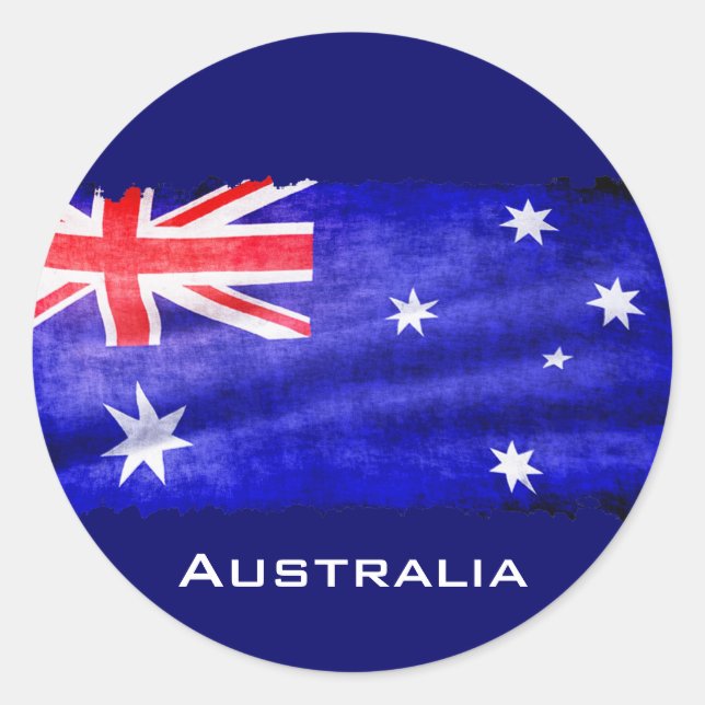Adesivo Redondo Australiano, Aussie Flag, Downunder Patriotic Flag (Frente)