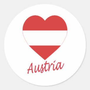 Adesivo Redondo Austria (civil) Flag Heart