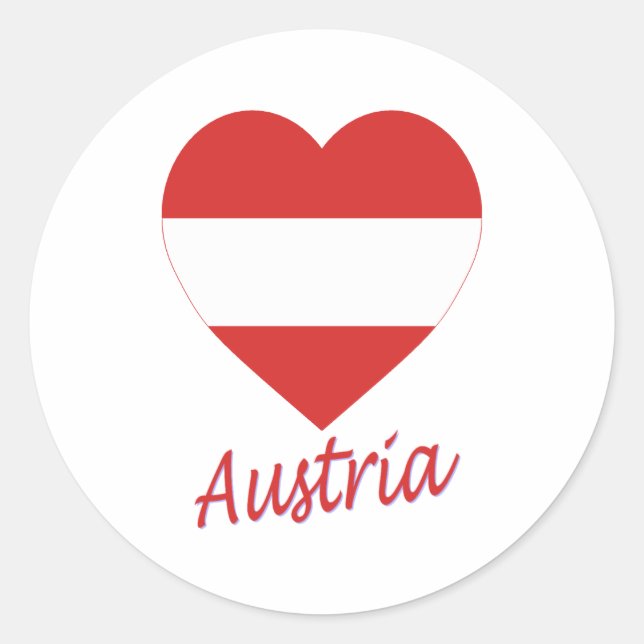 Adesivo Redondo Austria (civil) Flag Heart (Frente)