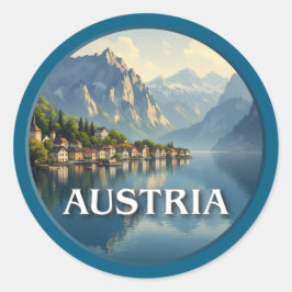 Adesivo Redondo Áustria Hallstatt União Europeia