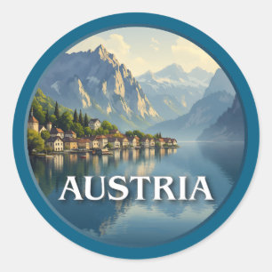 Adesivo Redondo Áustria Hallstatt União Europeia