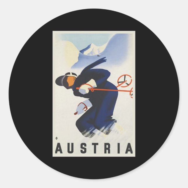 Adesivo Redondo Áustria Ski (Frente)