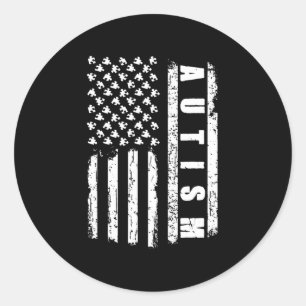 Adesivo Redondo Autism American Flag Autism Awarting Quebra-cabeça