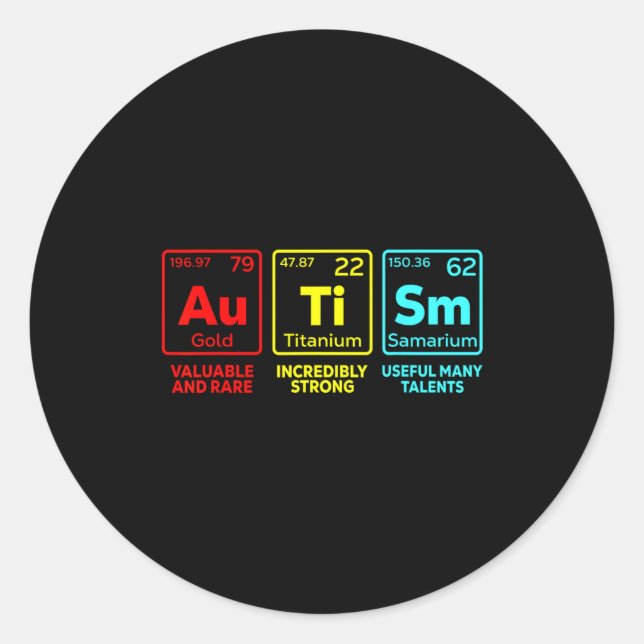 Adesivo Redondo Autism Awareness Women Men Kids Mom Elements Perio (Frente)