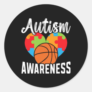 Adesivo Redondo Autism Bysketbyll Autism Warrior Bysketbyll Player
