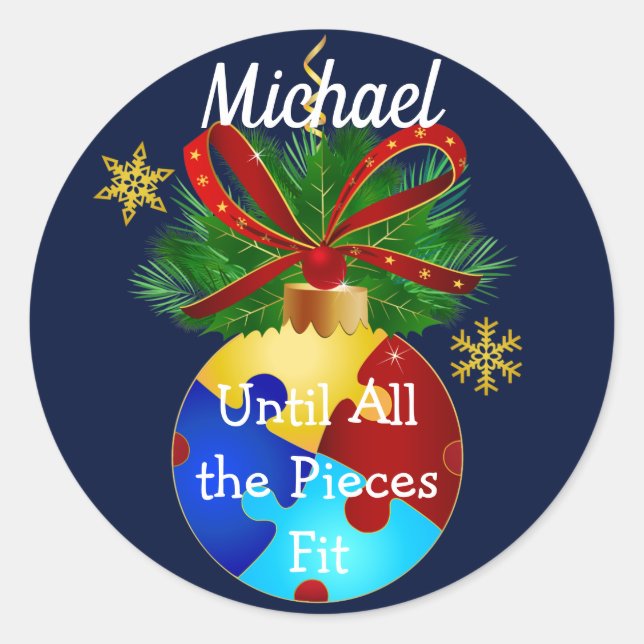 Adesivo Redondo Autism Christmas Bauble (Frente)