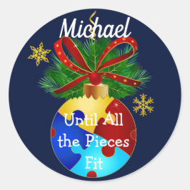 Adesivo Redondo Autism Christmas Bauble