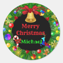 Adesivo Redondo Autism Christmas Wreath