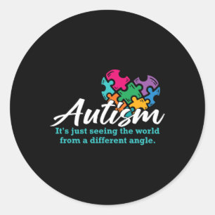 Adesivo Redondo Autism Heart Quebra-cabeça Awarness Support Rib