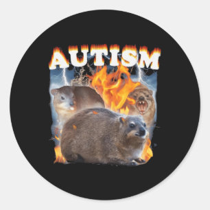 Adesivo Redondo Autism Hyrax Engraçado Meme
