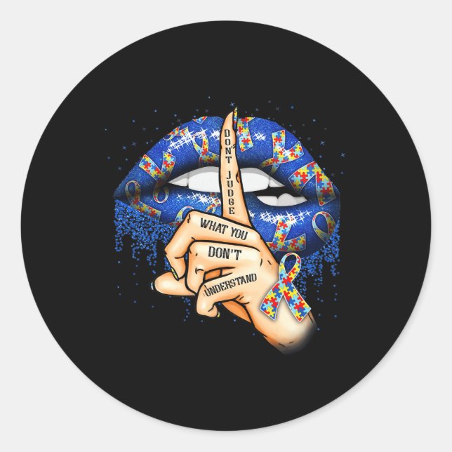 Adesivo Redondo Autism Lips Autism Mom  (Frente)