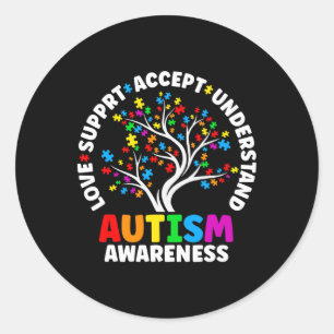 Adesivo Redondo Autism Love Accept Suporta Autismo Autismo Awarene