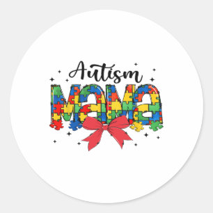 Adesivo Redondo Autism Mama - Suporte à mãe por Quebra-cabeça
