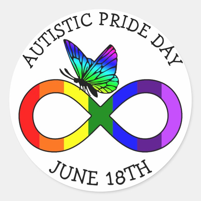 Adesivo Redondo Autism Pride Day June 18th Stickers (Frente)