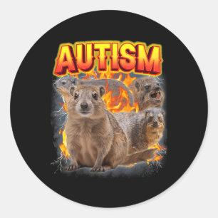 Adesivo Redondo Autism Rock Hyrax Inapropriado E Engraçado Especif