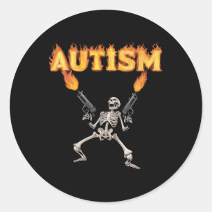 Adesivo Redondo Autism Skeleton Engraçado Memória-Tanque Específic