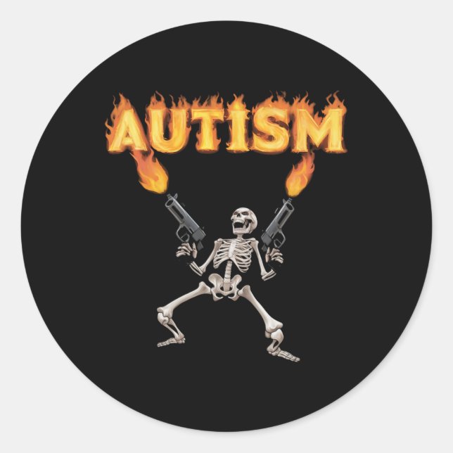 Adesivo Redondo Autism Skeleton Engraçado Memória-Tanque Específic (Frente)