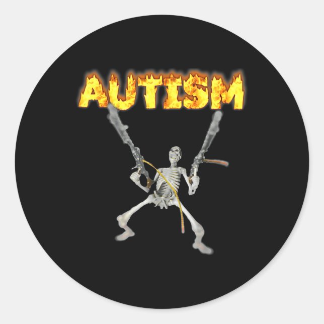 Adesivo Redondo Autism Skeleton Meme (Frente)