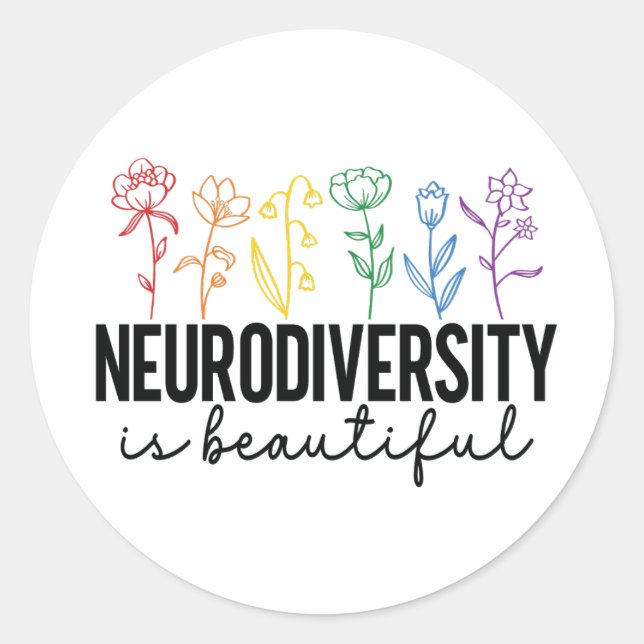 Adesivo Redondo Autism Wildflower, ADHD, professor especial (Frente)