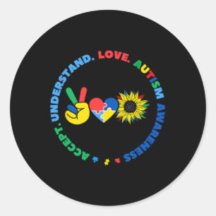 Adesivo Redondo Autisme Kids Superheróis Sinal de Mão de Paz de Gi